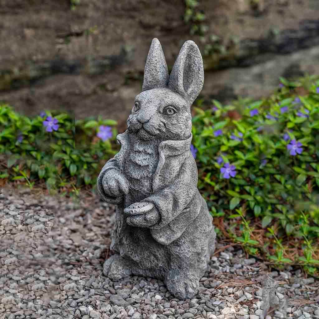 RABBIT ESQ STONE STATUE IN ALPINE STONE