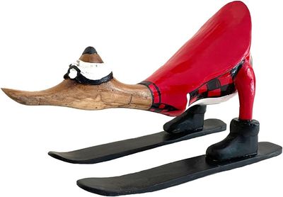 Skiing Duck Statue Bamboo Handmade Duck Coastal Home Decor