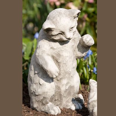 Playful Kitten Stone Statue in Greystone