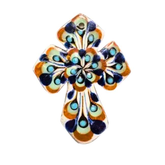 SMALL CERAMIC CROSS ORNAMENT
