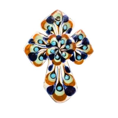 SMALL CERAMIC CROSS ORNAMENT