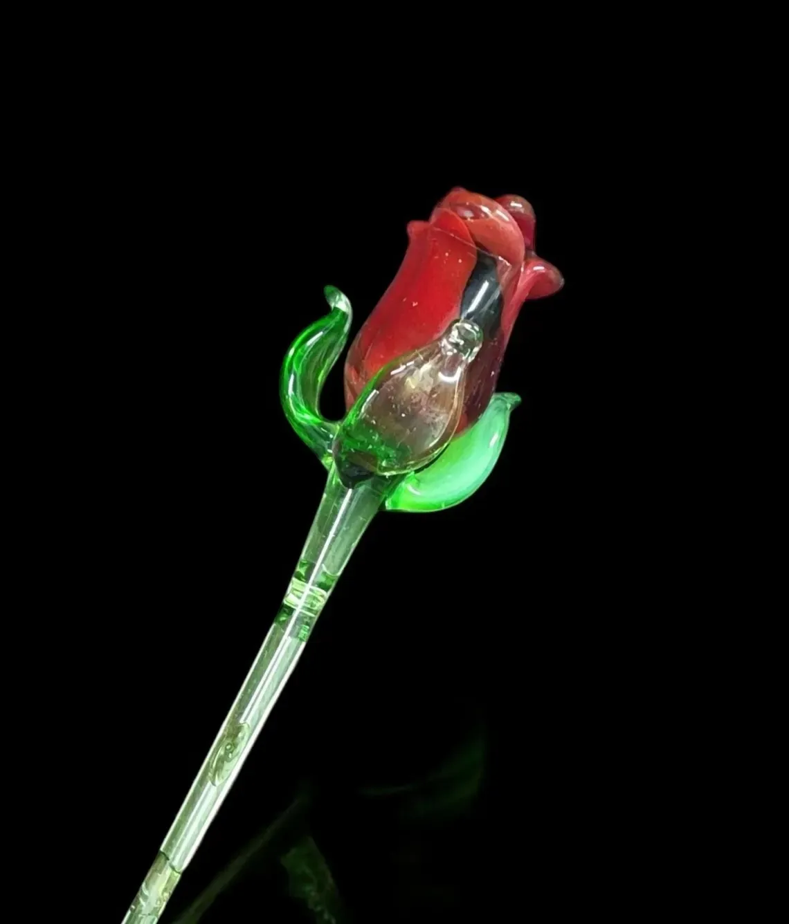 Red Glass Rose - Handmade Flower