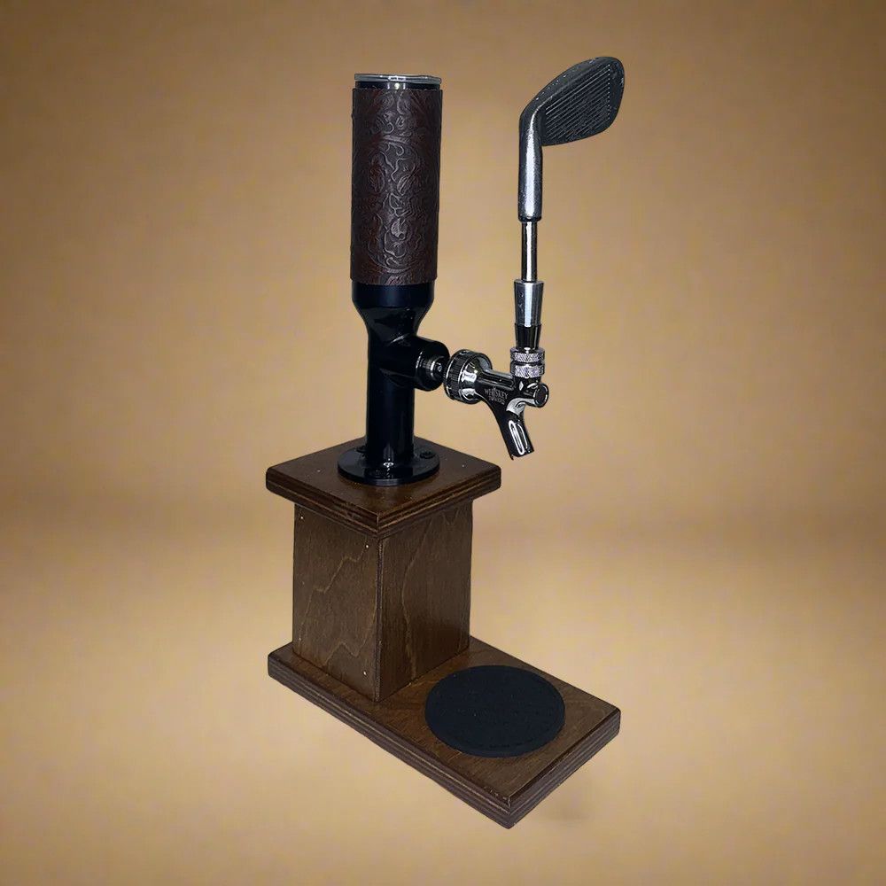 CLASSIC SINGLE WHISKEY TOWER - 19TH HOLE BROWN LEATHER