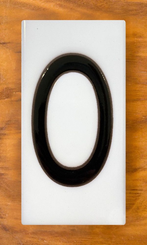 FRANK LLOYD WRIGHT 3X6 HOUSE NUMBER - WHITE, NUMBER: 0