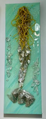 MERMAID ATLANTA GLASS WALL ART 30&quot; X 10&quot;