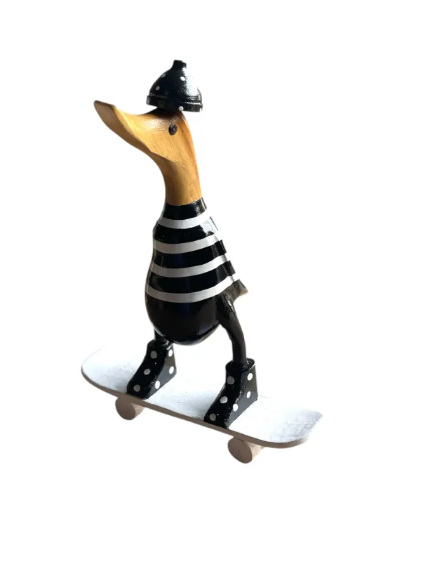 Wooden Skater Duck Whimsical Coastal Decor