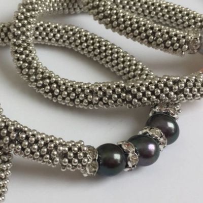 3 Pearl Stretch Bracelet - Black Pearl