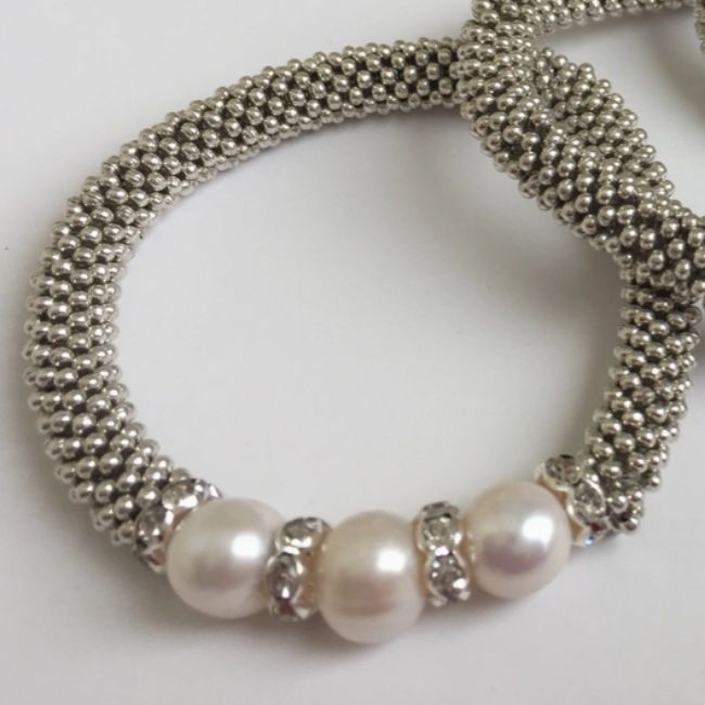 3 Pearl Stretch Bracelet - White  Pearl