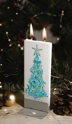 FLATYZ - HAND CRAFTED ARTIST CANDLE SEA SHELL CORAL CHRISTMAS TREE