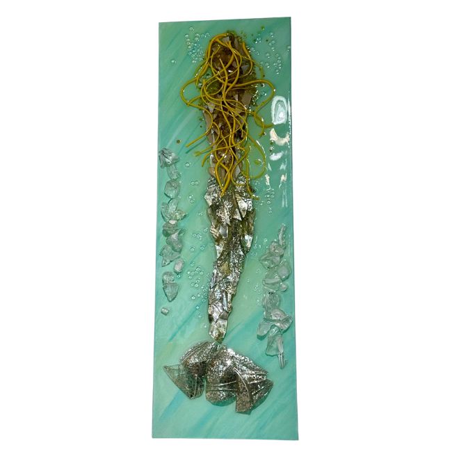 MERMAID ATLANTA GLASS WALL ART 30" X 10"