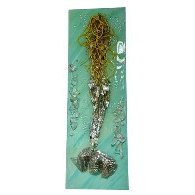 MERMAID ATLANTA GLASS WALL ART 30&quot; X 10&quot;