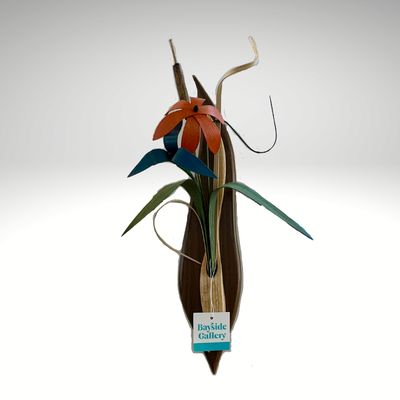 BIRDS IN FLIGHT WOOD WALL VASE &amp; FLOWERS