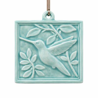 Hummingbird Ceramic Ornament  - Bermuda Aqua