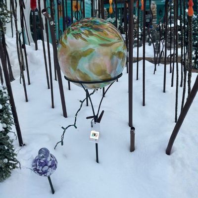 GREEN MULTI GAZING BALL - 12"