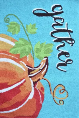 INDOOR / OUTDOOR RUG GATHER HARVEST TEAL (24X34")