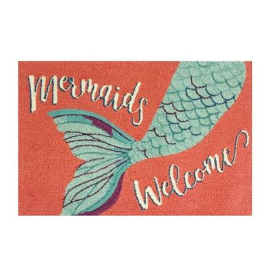 INDOOR OUTDOOR RUG MERMAIDS WELCOME CORAL