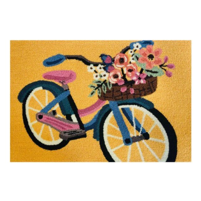 INDOOR / OUTDOOR RUG - BLOSSOM BIKE MUSTARD (24" X 36")