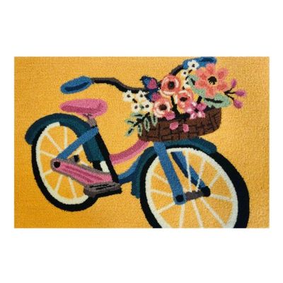 INDOOR / OUTDOOR RUG - BLOSSOM BIKE MUSTARD (24" X 36")