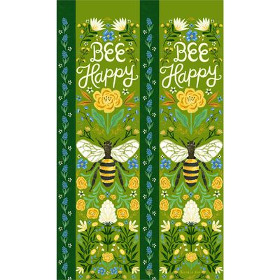 Close-up of the honeybee illustration with fresh green tones and weather-resistant finish.
