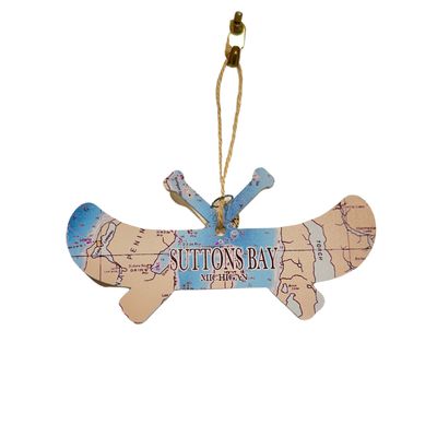 WOOD MAP ORNAMENT - CANOE SUTTONS BAY