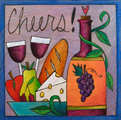 PEAR ME ANOTHER ONE -  6x6" WOOD WALL ART - "CHEERS"