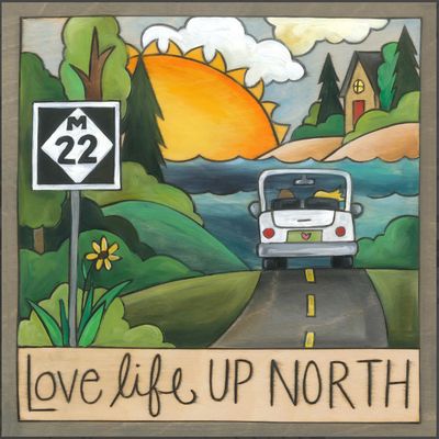 M22 WOOD WALL ART 9"x 9" - "LOVE LIFE UP NORTH"