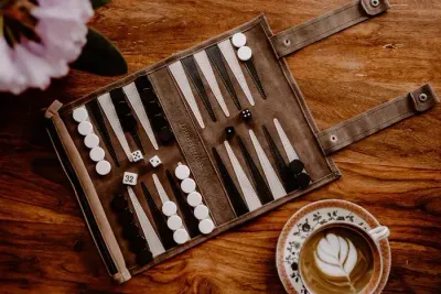 TRAVEL BACKGAMMON WITH LEATHER CASE