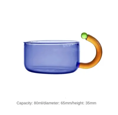 Contrasting Color Heat Resistant Glass Tea Cup - Blue