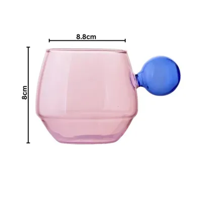 Contrasting Color Glass Coffee Tea Cup - Pink