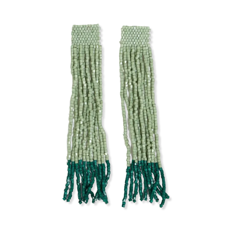 Ila Thick Stripe Mixed Luxe Beads Fringe Earrings Mint