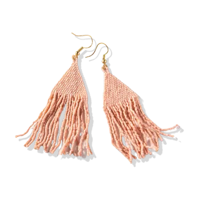 Lexie Solid Beaded Fringe Earrings Blush