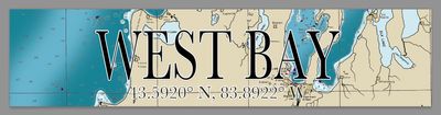 5" X 24" WOOD MAP COORDINATES SIGN - WEST BAY