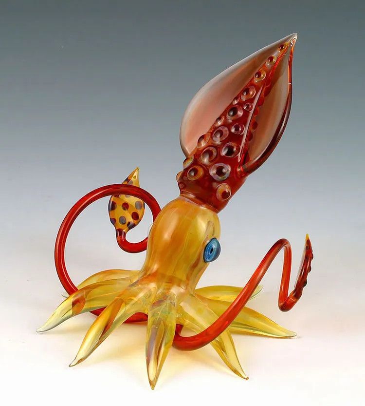 HANDBLOWN GLASS SEA CREATURE - SQUID