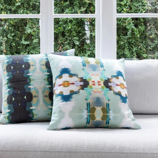 ORCHID BLOSSOM BLUE PILLOW 22" x 22"