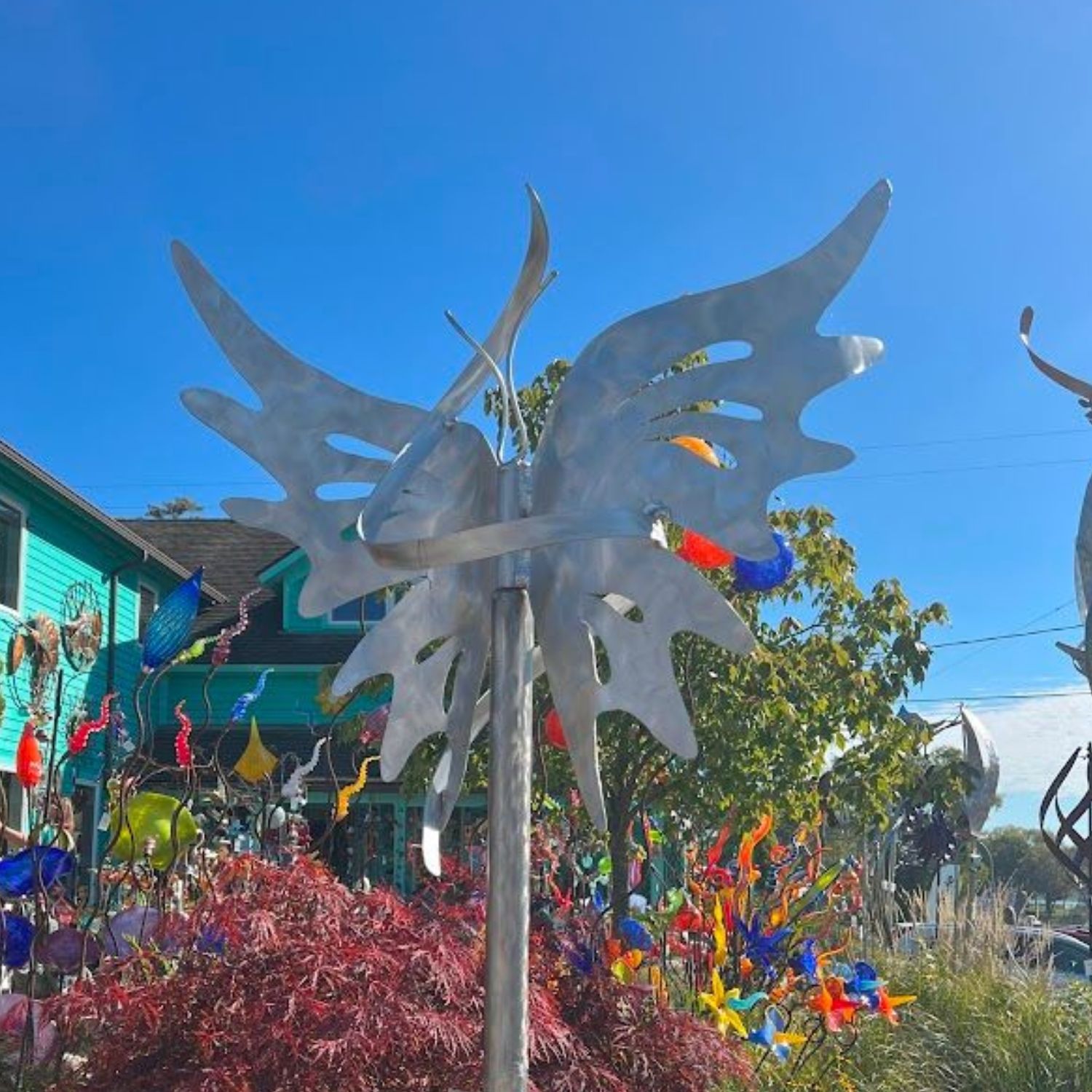 SMALL WING BUTTERFLY WINDSCULPTURE STAINLESS STEEL &amp; ALUMINUM