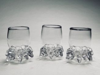 TIPSY CUP CRYSTAL WITH SILVER RIM