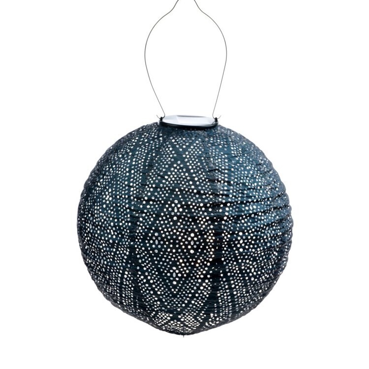 LUMIZ  Indoor / Outdoor Round Ikat Lantern, Petrol