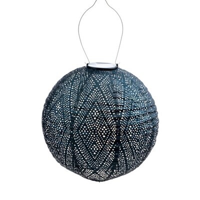 LUMIZ  Indoor / Outdoor Round Ikat Lantern, Petrol