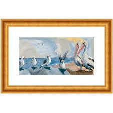 Unframed 5x10 horizontal paper print featuring an abstract sea side landscape with soft blue, beige, and white tones.