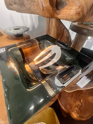 11" SALAD BOWL WITH SERVERS - STORM CLOUDS