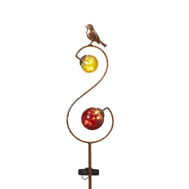 SOLAR LIGHTED GARDEN STAKE WITH  BIRD TOP # 6390