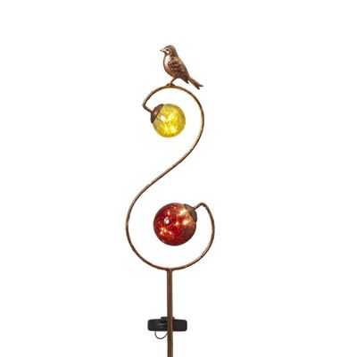 SOLAR LIGHTED GARDEN STAKE WITH  BIRD TOP # 6390