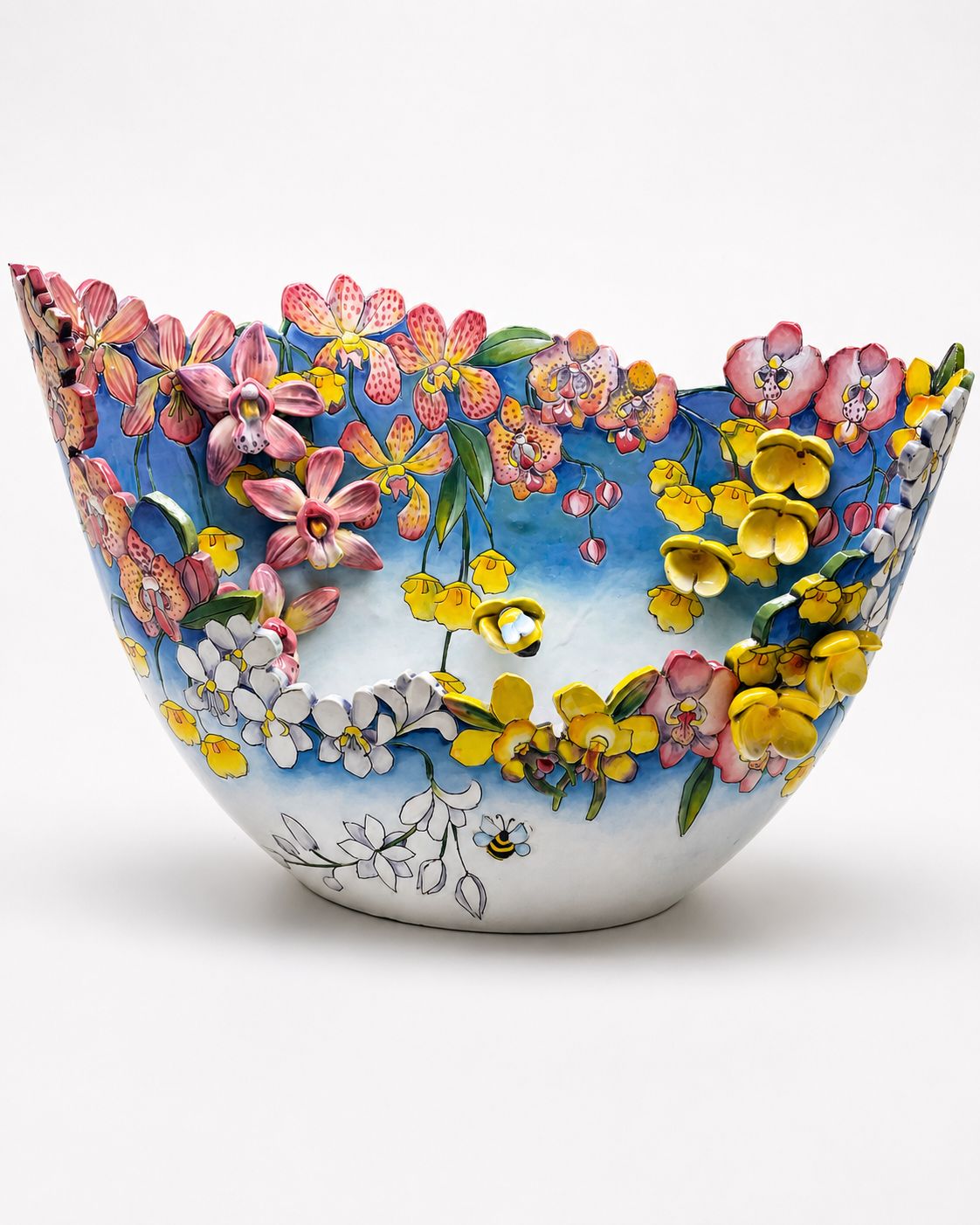 LARGE OVAL BOWL - ORCHIDS