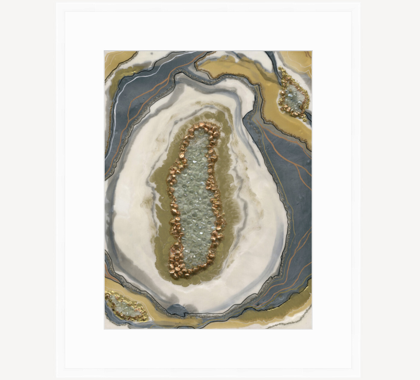 Unframed 8x10 paper print featuring an abstract, oval-shaped organic composition with swirling earthy tones of beige, brown, 