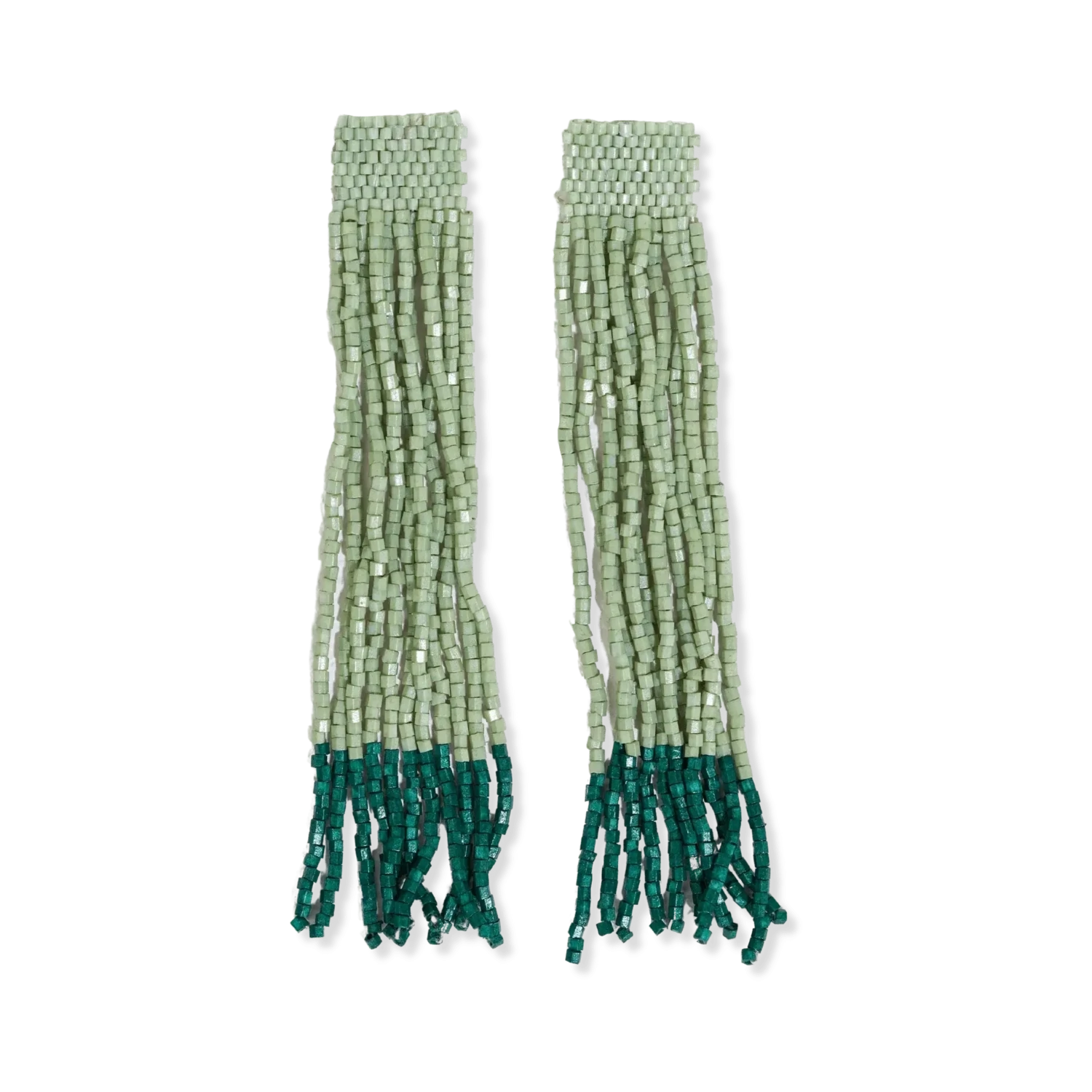 Ila Thick Stripe Mixed Luxe Beads Fringe Earrings Mint