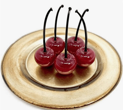 GLASS MURANO CHERRY BLACK STEM