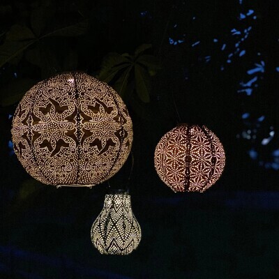 LUMIZ  Indoor / Outdoor Round Marrakesh Lantern, Taupe