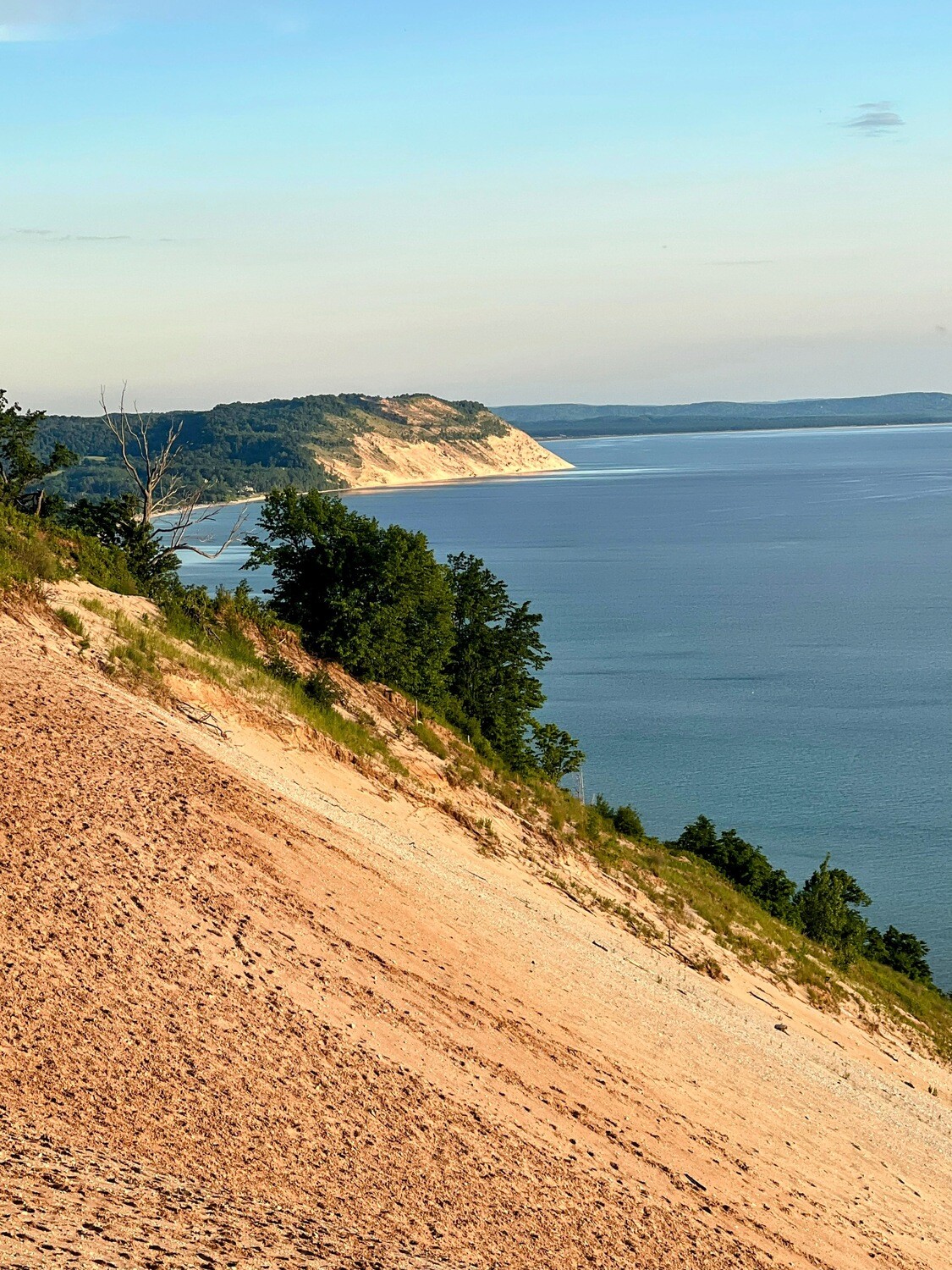 4x4 wood art block featuring Sleeping Bear Dunes digital painting, handcrafted Michigan décor from Bayside Gallery