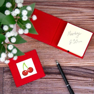 QUILLED CHERRIES STICKY NOTE PAD COVER