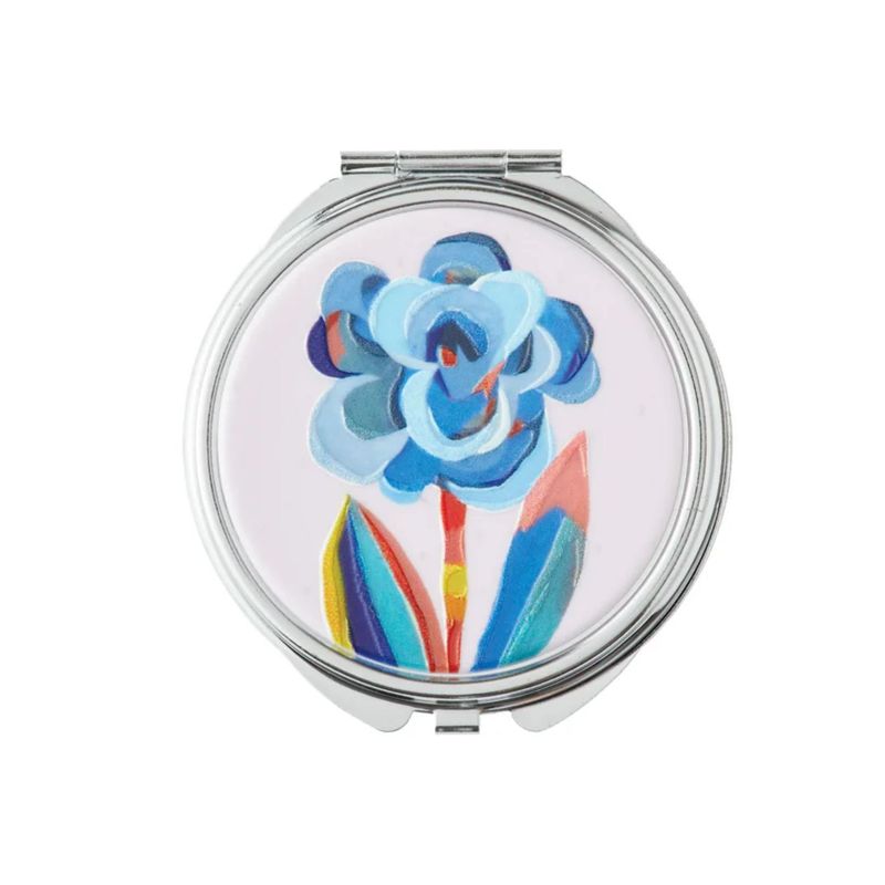 TRINKET / PILL BOX W MIRROR - BLUE BLOOM